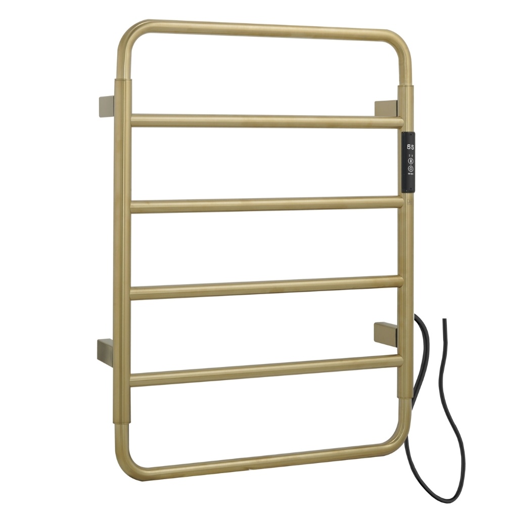 JTP Aero Brushed Brass 640mm x 475mm Electric Towel Rail Cut Out